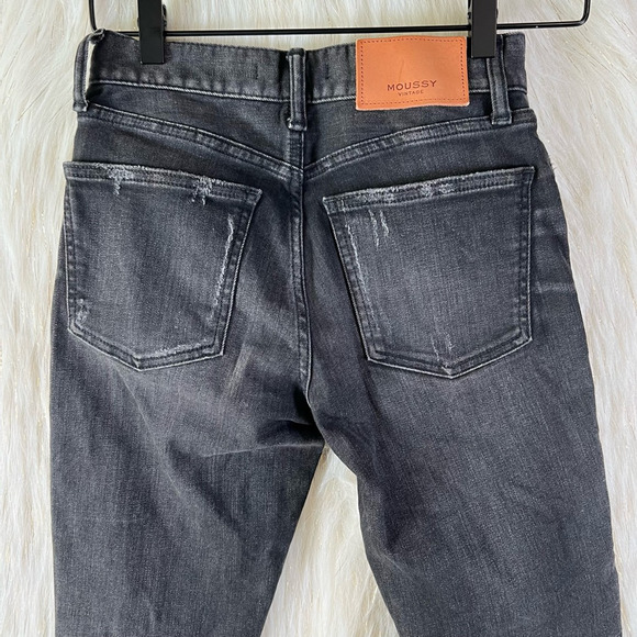Moussy Vintage Belver Skinny Jeans Black Wash Denim Distressed Stretch Size 23 - Picture 7 of 12